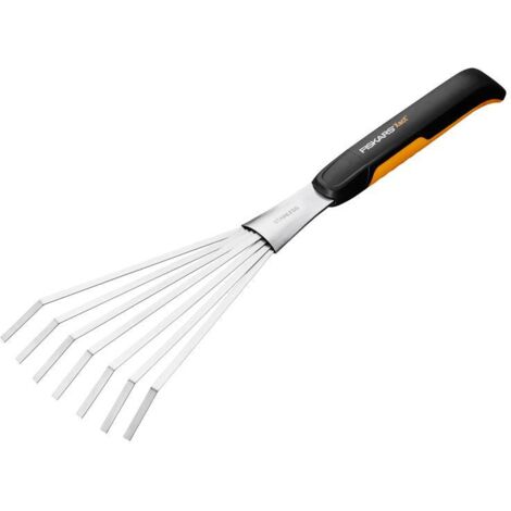 Fiskars Xact Hand Rake – Compact Mini Rake for Precise Gardening and Lawn Care (Model 1027044)