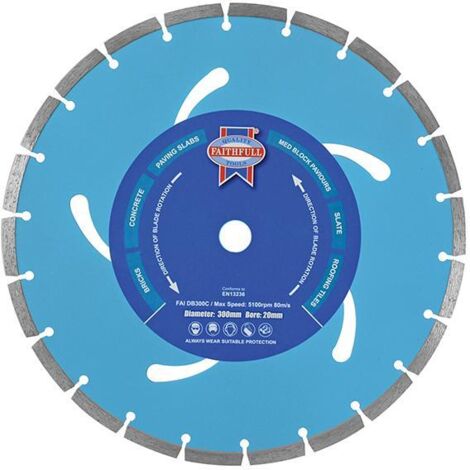 Faithfull 115mm (1/2") Diamond Blade for Wet and Dry Cutting, 7mm Thickness, Suitable for Concrete, Brick, and Block - Model FAIDB115C (1/2)
