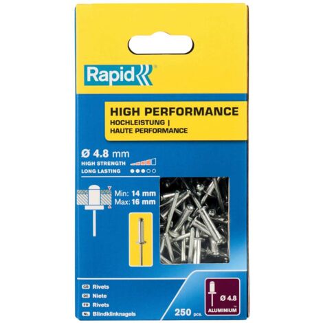 Rapid High Performance Rivets 4.8 x 20mm – Heavy-Duty Aluminum Fasteners, Pack of 250
