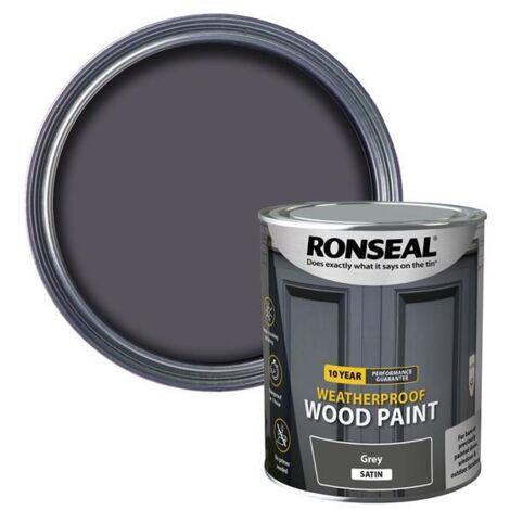 Ronseal 10 Year Weatherproof Wood Paint Grey Satin 750ml RSL38789