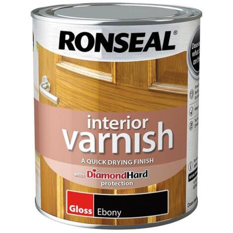 Ronseal 39420 Interior Varnish Quick Dry Gloss Ebony 750ml RSLIVGEB750