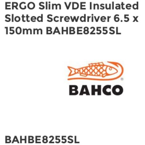 Bahco ERGOÂª Slim VDE Insulated Slotted Screwdriver 6.5 x 150mm