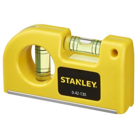 Stanley 0.8m Yellow Synthetic Bubble Level with Precise Vials and Compact Design (1/5)