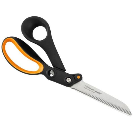 Fiskars Ultra-Performance DIY Scissors for Right-Handed Use – 24 cm Stainless Steel Blades with Force-Multiplying Technology, Black/Orange Handles