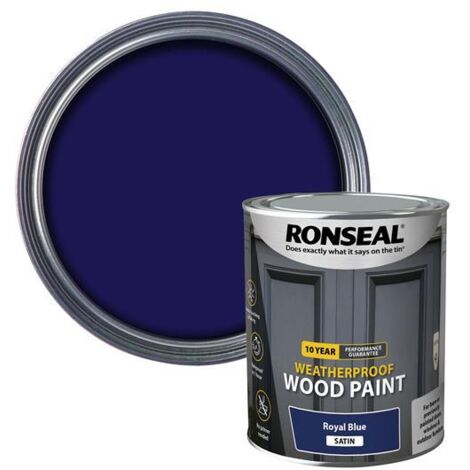 Ronseal 39397 10 Year Weatherproof Wood Paint Royal Blue Satin 750ml RSL39397