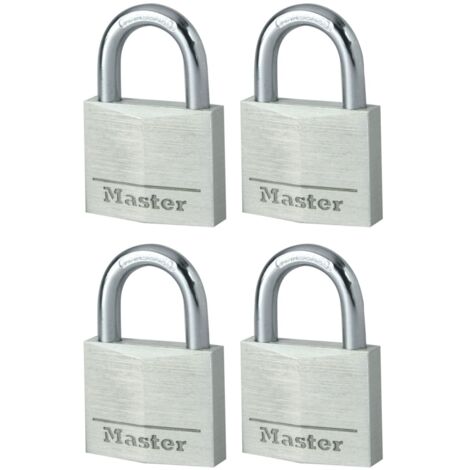 Master Lock 4-Pack Heavy-Duty Padlock Set (40mm) with Keys, Made of Solid Aluminum, Gray, Secure Theft-Resistant Locks