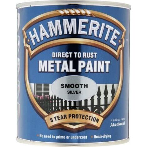 Hammerite Direct to Rust Smooth Finish Metal Paint Silver 750ml HMMSFS750