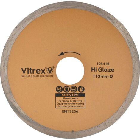 Diamond cutting disc 110mm – Hi Glaze for ceramic, porcelain, marble – Clean cut without chipping – For use with Vitrex 103402NDE (1/5)