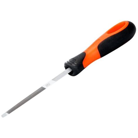 Bahco Double-Ended ERGO Saw File with Dual-Component Handle, Half-Cut Teeth, 175mm, Triangular Cross-Section, Double-Pointed