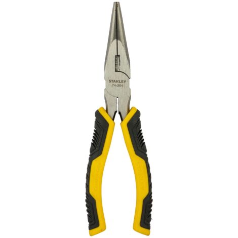 Stanley Control Grip Long Nose Pliers, 200mm, Ergonomic Handle, Tempered Steel, Comfortable and Precise Use
