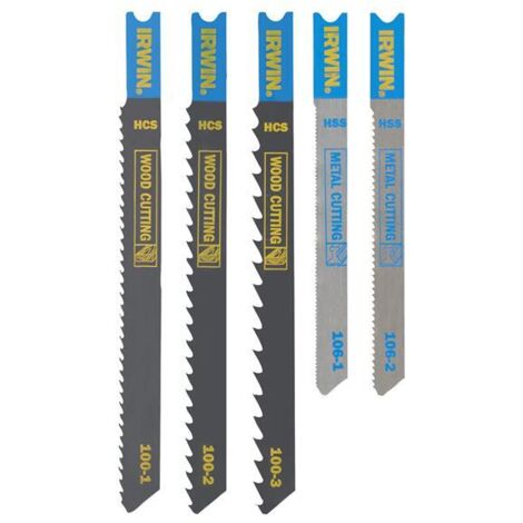 Irwin IW1014502 HCS/HSS U-Shank Jigsaw Blade Set 5 Piece IRWIW1014502 (1/2)