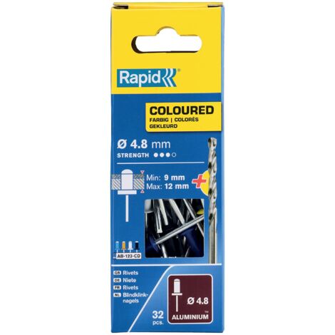 Rapid 5000404 Automotive Rivets 4.8 x 16mm 4 Colours Blister of 32 RPD5000404