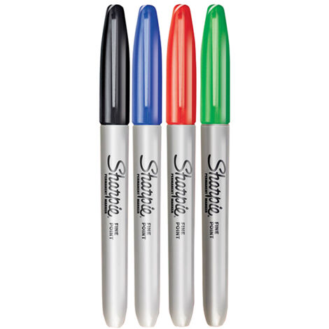 Sharpie Fine Point Permanent Markers Set of 4 Assorted Colors (Black, Blue, Red, Green) in Blister Pack (1/2)