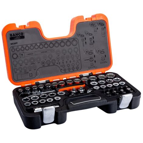 Bahco S530T 1/2in Drive Pass-Through Socket Set, 53 Piece