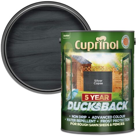 Cuprinol 5095343 Ducksback 5 Year Waterproof for Sheds & Fences Silver Copse 5 litre CUPDBSC5L