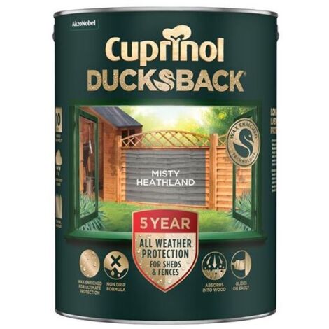 Cuprinol Ducksback 5 Year Waterproof for Sheds & Fences Misty Heathland 5 litre