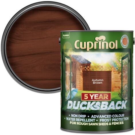 Cuprinol 5092442 Ducksback 5 Year Waterproof for Sheds & Fences Autumn Brown 5 litre CUPDBAB5L