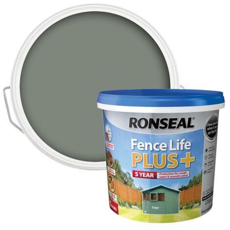 Ronseal 37627 Fence Life Plus+ Sage 5 litre RSLFLPPSA5L