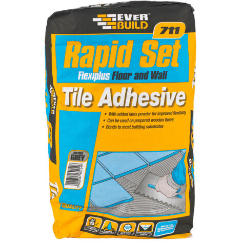 Everbuild Sika 711 TileSet Flexiplus Tile Adhesive Grey 20kg (1/3)