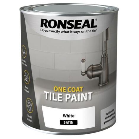 Ronseal 37683 One Coat Tile Paint White Satin 750ml RSLOCTPWS750