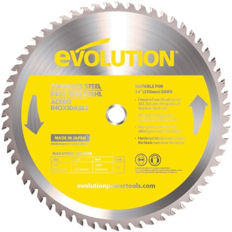 Evolution Stainless Steel Cutting Chop Saw Blade 355mm