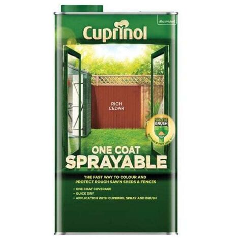 Cuprinol 5355974 One Coat Sprayable Fence Treatment Rich Cedar 5 litre CUPNSFTRC5L