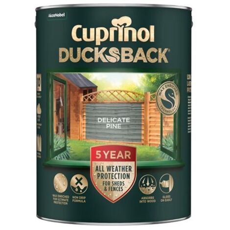 Cuprinol 5701413 Ducksback 5 Year Waterproof for Sheds & Fences Delicate Pine 5L