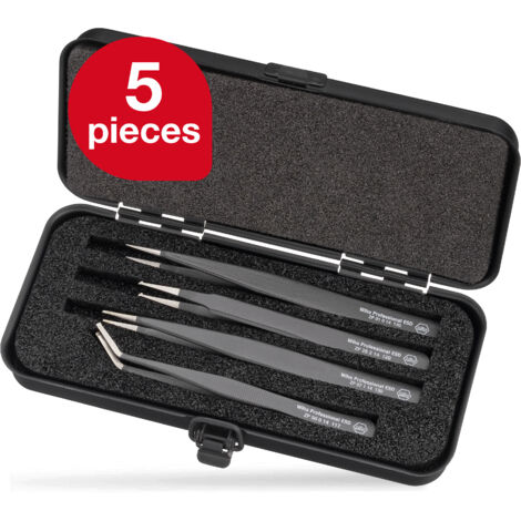 Wiha SMD tweezers set Professional ESD (32349), tweezers for electrostatic components, fine pliers for gripping, precision tweezers with box, anti-static tool