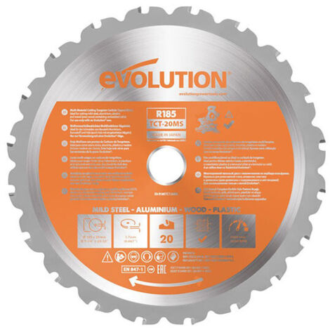 Evolution Multi-Material Mitre Saw Blade 185 x 20mm x 20T (1/5)