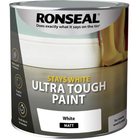 Ronseal 37526 Stays White Ultra Tough Paint Matt White 750ml RSLSWUTMP750