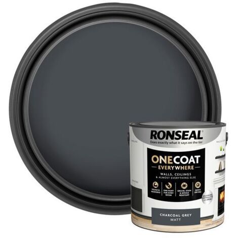 Ronseal One Coat Everywhere Interior Paint Charcoal Grey Matt 2.5L (1/4)