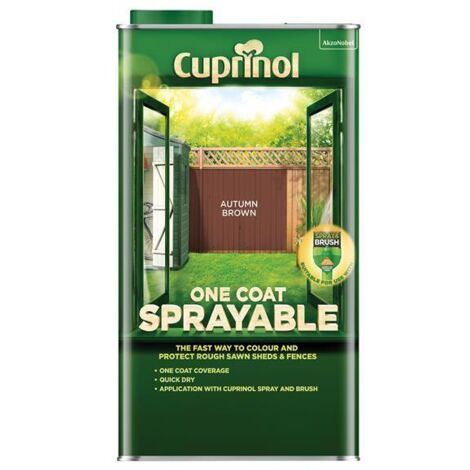 Cuprinol 5355968 One Coat Sprayable Fence Treatment Autumn Brown 5 litre CUPNSFTAB5L