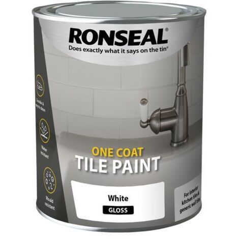 Ronseal 37675 One Coat Tile Paint White Gloss 750ml RSLOCTPWG750
