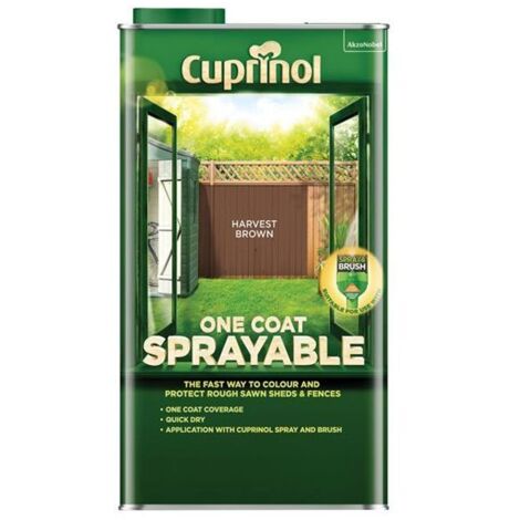 Cuprinol 5355973 One Coat Sprayable Fence Treatment Harvest Brown 5 litre CUPNSFTHB5L