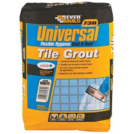 Everbuild UNIFLEX5WE 730 Uniflex Hygienic Tile Grout White 5kg EVBUFLEX5WE