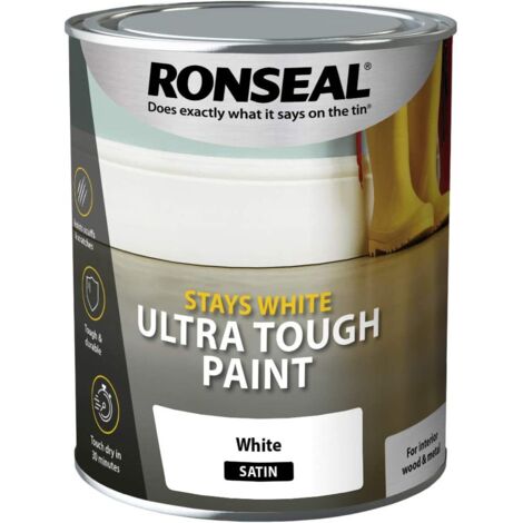 Ronseal Stays White Ultra Tough Paint Satin White 750ml RSLSWUTSP750