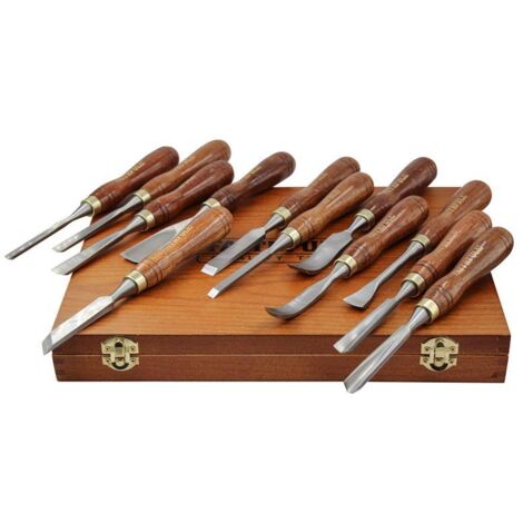 Faithfull Wood Carving Chisels Set In Case - 12 Piece