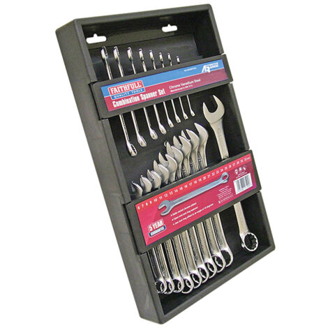 Faithfull Chrome Vanadium Combination Spanner Set, 18 Piece FAISPASETC18