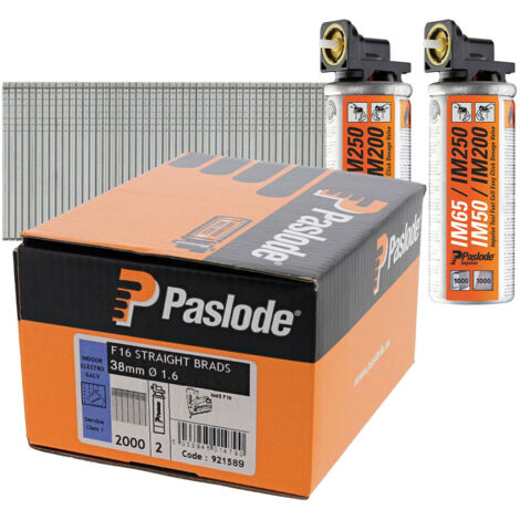 Paslode 38mm IM65 Galvanised Straight Brads 2000 2 x Fuel Cells PAS921589 (1/3)