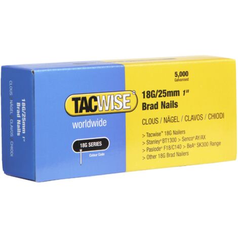 Tacwise 0396 18G 25mm Brad Nails Galvanised 5000 Pack - 181ELS 191 DGN50V Ranger