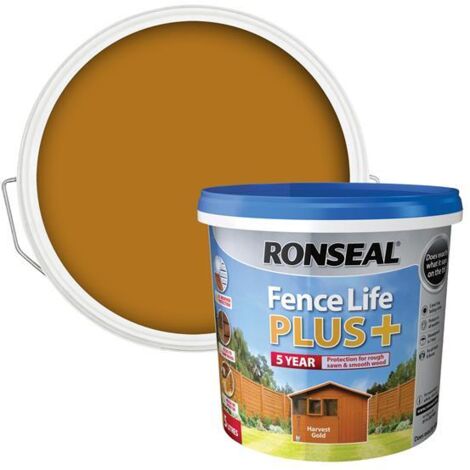 Ronseal 37631 Fence Life Plus+ Harvest Gold 5 litre RSLFLPPHG5L