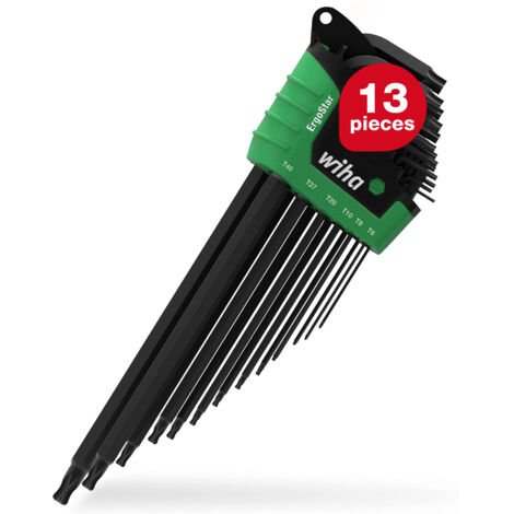 Wiha L-key set 13 pcs. in ErgoStar holder TORX I T5-T45 I Ball end I Black oxidized I Allen key set I Torx wrench set (43847) (1/5)