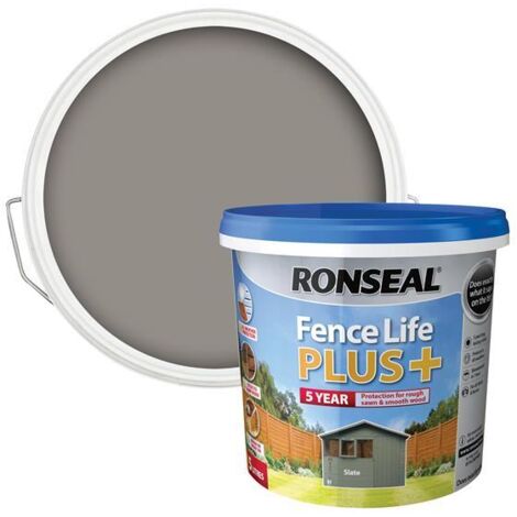 Ronseal 37629 Fence Life Plus+ Slate 5 litre RSLFLPPS5L