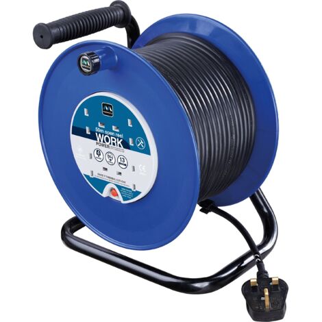 Masterplug Heavy-Duty Cable Reel 240V 13A 4-Socket Thermal Cut-Out 50m MSTHDCT50134