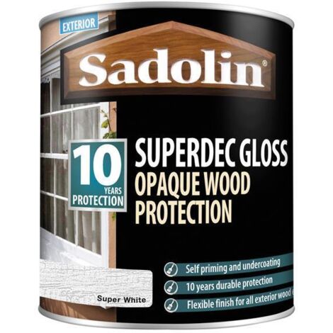 Sadolin 5028850 Superdec Opaque Wood Protection Super White Gloss 1 litre SAD5028850