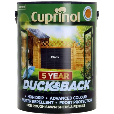 Cuprinol 5244557 Ducksback 5 Year Waterproof for Sheds & Fences Black 5 litre CUPDBBL5L