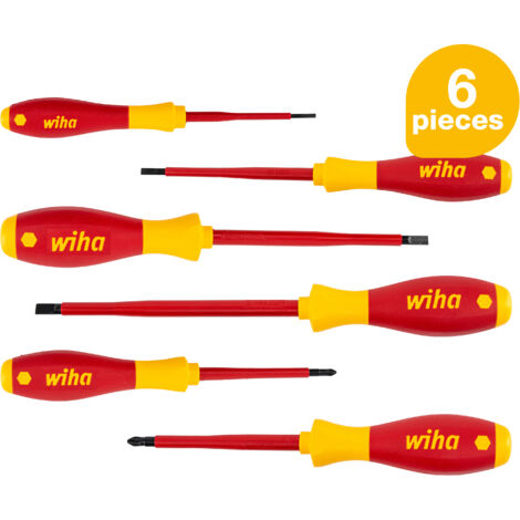 Wiha Screwdriver set SoftFinish® electric Slotted, Pozidriv 6-pcs (25477)