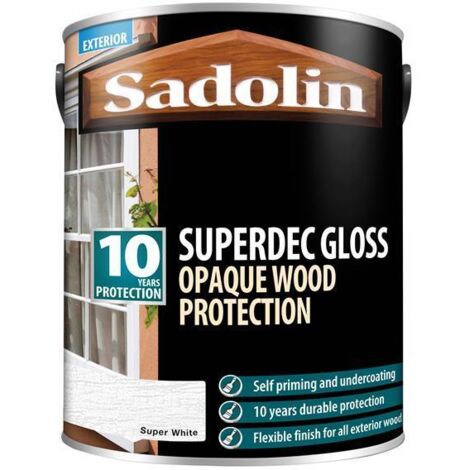 Sadolin 5028852 Superdec Opaque Wood Protection Super White Gloss 5 litre SAD5028852