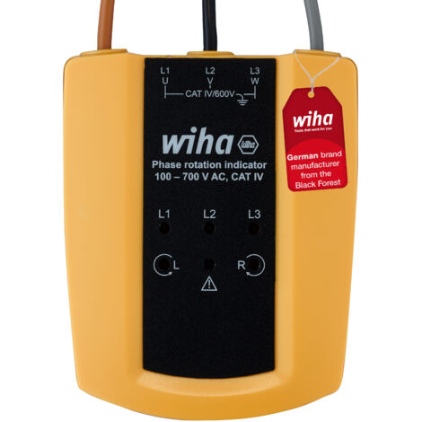 Wiha Rotational field indicator 100 - 700 V AC, CAT IV I 3 phases with a single test I LED display (45221)