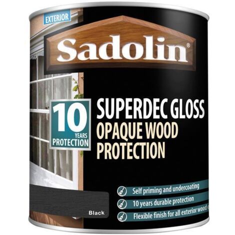 Sadolin 5028853 Superdec Opaque Wood Protection Black Gloss 1 litre SAD5028853